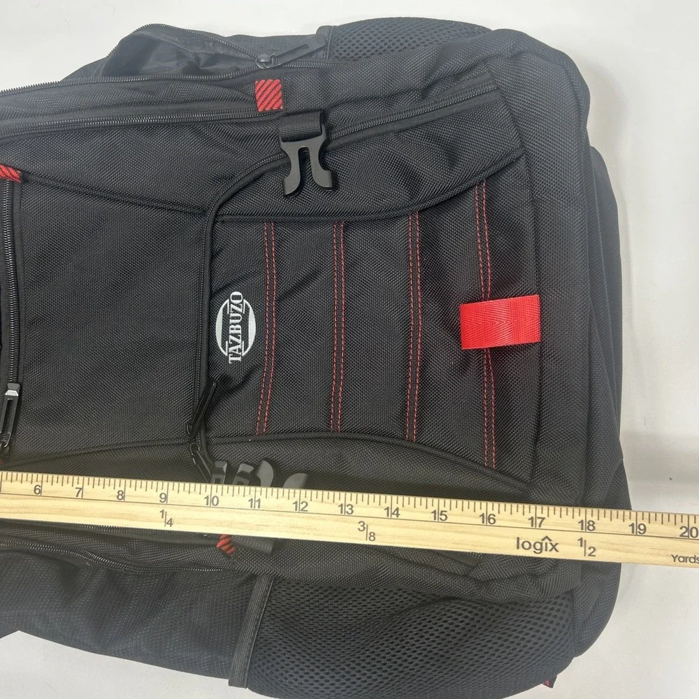 Tazbuzo 18.4x 13 Inch Black Red Travel Laptop Backpack Men's